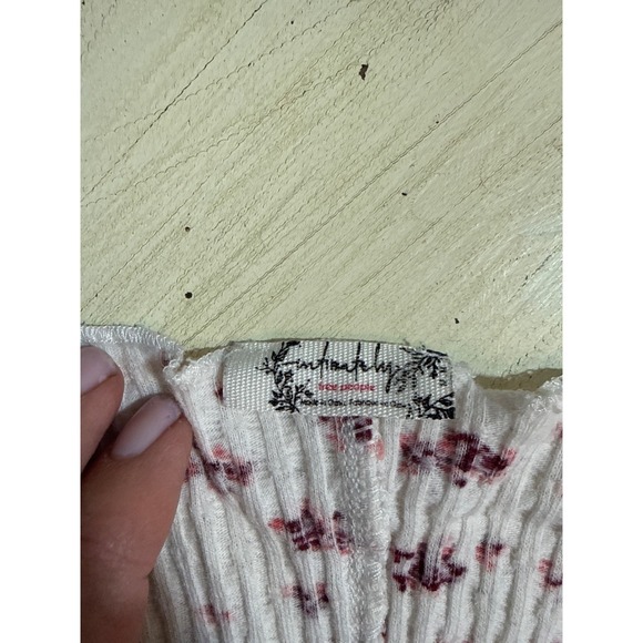 Free People Intimately Floral Button-Up Ribbed Knit Long Sleeve Top - Picture 5 of 8